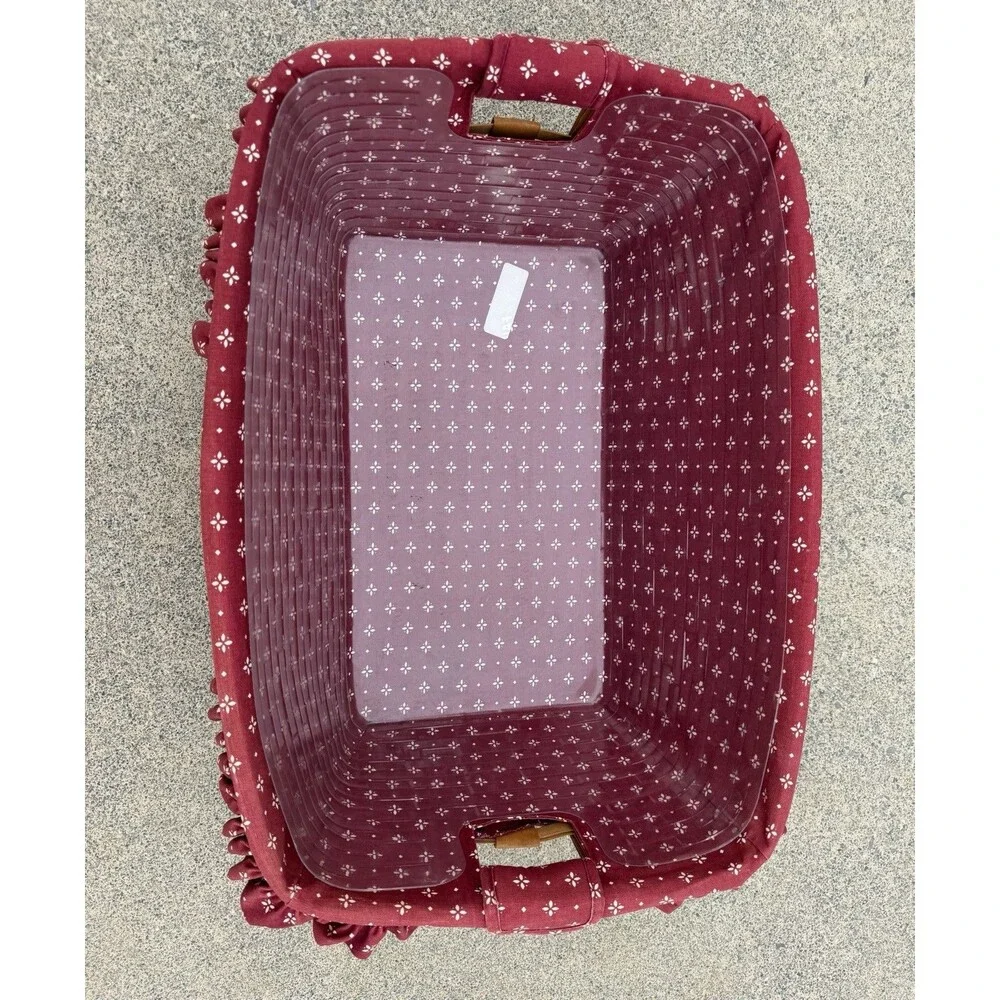 Longaberger 1996 Traditional Red Fabric Plastic Insert Laundry Basket VTG Large